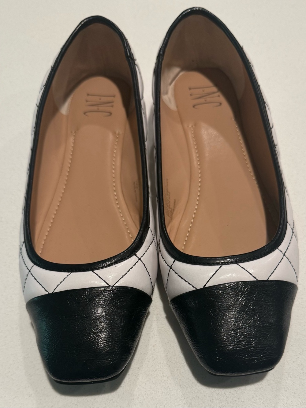 INC International Concepts Black & White Quilted Ballet Flats